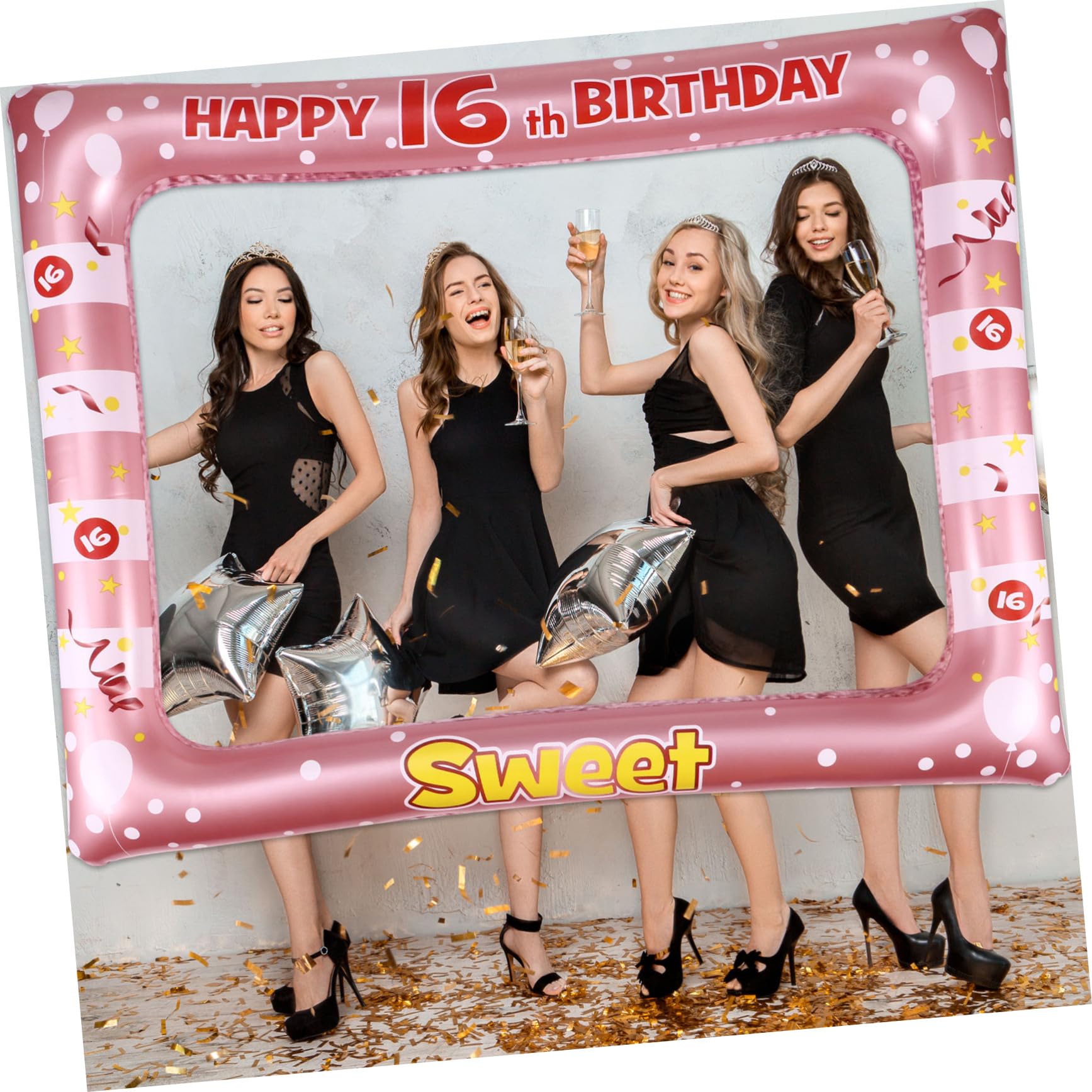 ifundom 3pièces Cadre Photo Gonflable pour Anniversaire Accessoire Festif PVC pour Capturer des Moments Inoubliables à