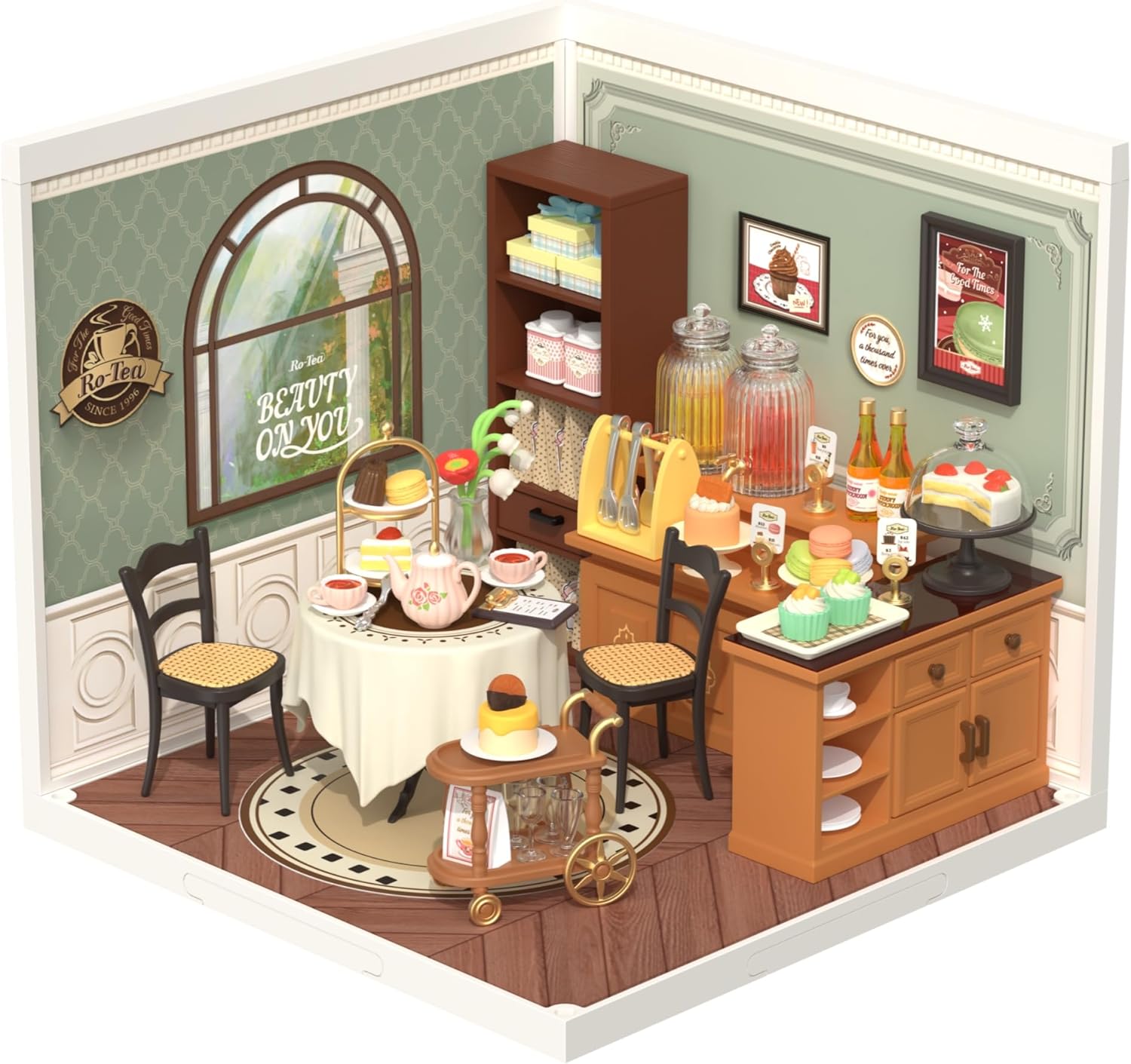 ROBOTIME Miniature House Kit DIY Plastic House Building Toy Set with LED Tiny Store Making Kit Model Craft Hobby Unique Gift (Yum Yum Burgers)