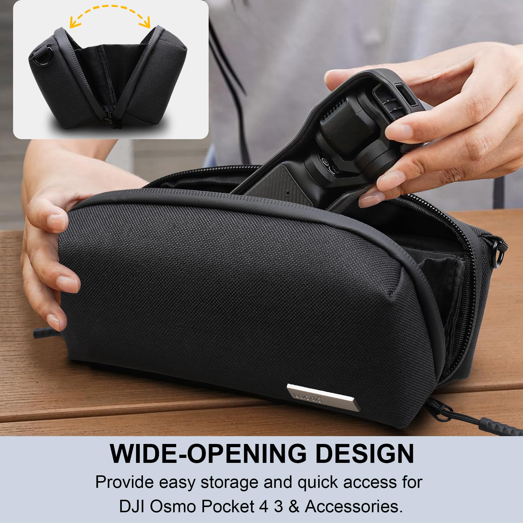 Lacdo Étui de Transport Caméra pour DJI Osmo Pocket 3 Accessoires Combo Créateur, Sac de Rangement Portable pour Le Voyage Osmo Pocket 3 Boîte, Sac Tout-en-Un avec Bandoulière, Noir