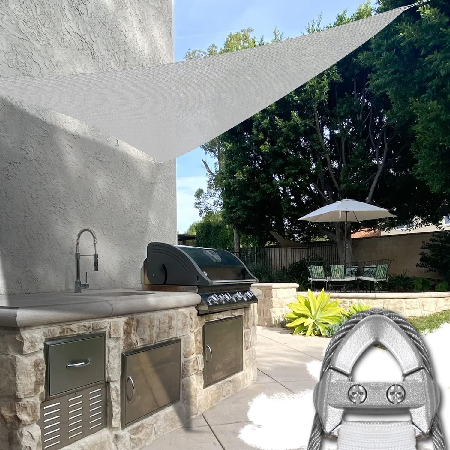 24'x40'x40' Sun Shade Sail Triangle Canopy Cover with A Ring Steel Wire UV Block for Outdoor Patio Garden Backyard (Light Gray)
