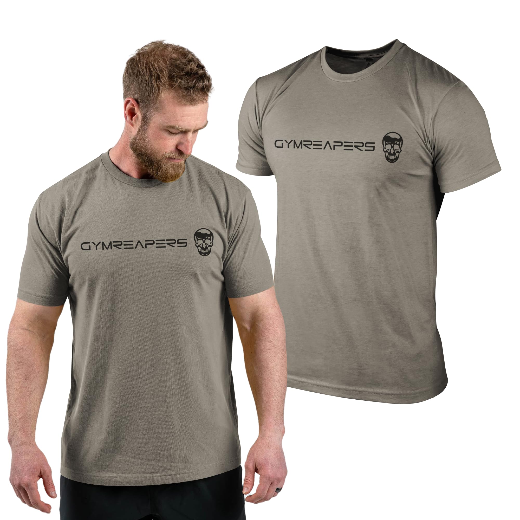 Gymreapers Camiseta de manga corta que absorbe la humedad para hombre, camisas de entrenamiento de cuello redondo, camiseta casual de algodón para el gimnasio