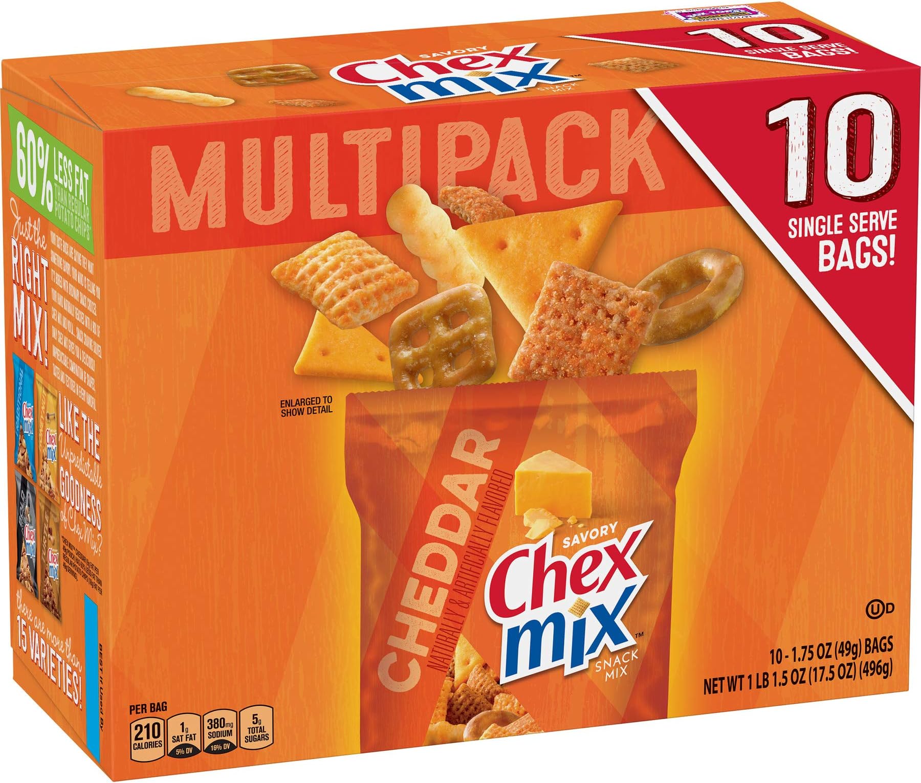 Chex Mix Cheddar Snack Mix, 1.75 oz, 10 count