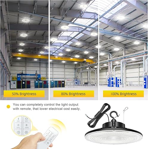 Miniatura 2 de 240W ULDLC Listed LED Alta Bahía Luz Control Remoto Regulable Extra Brillante Grande 36,000Lm 5000K IP65 Impermeable LED UFO Almacén Tienda Bahía