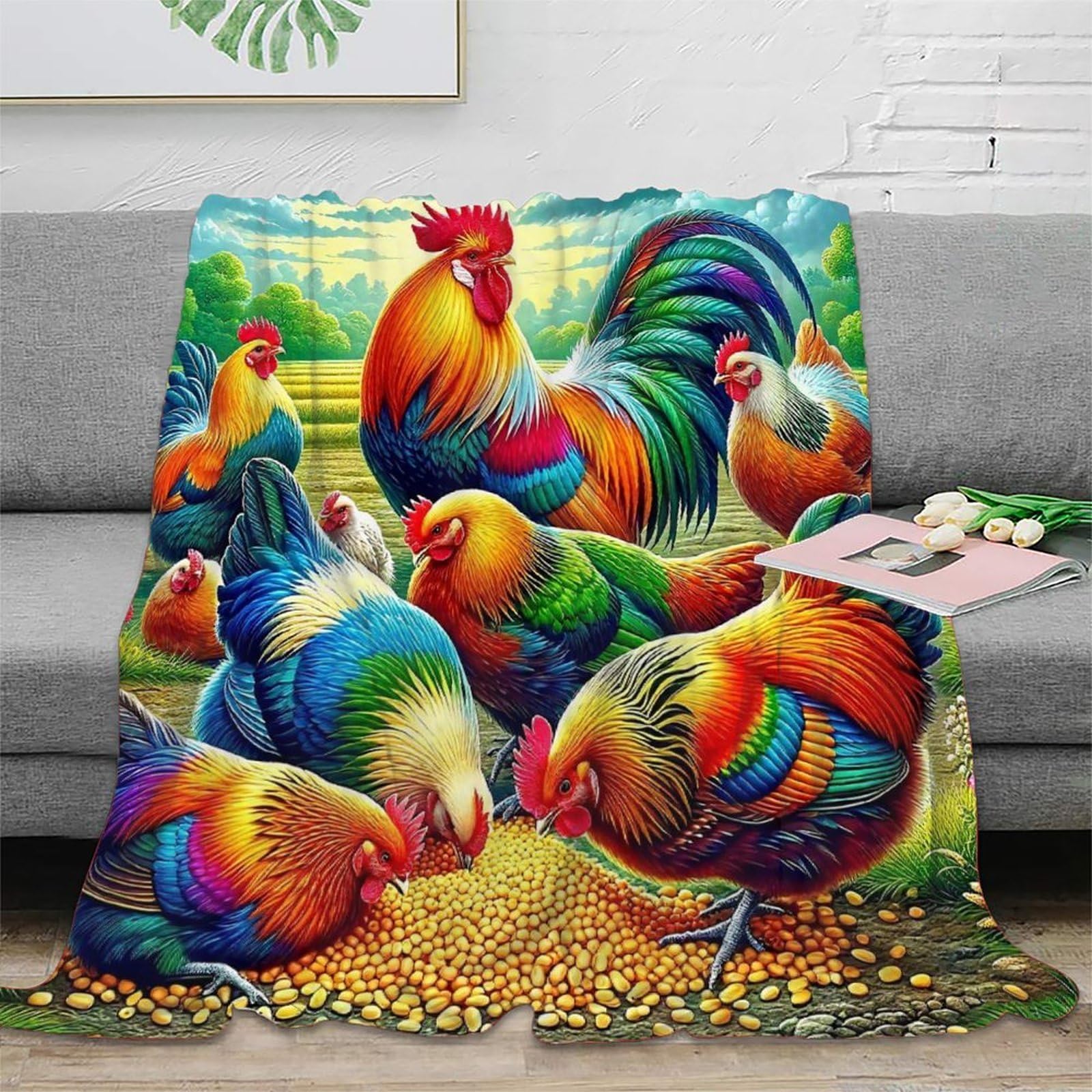 Couverture coq douce et chaude pour cocooning sur le canapé