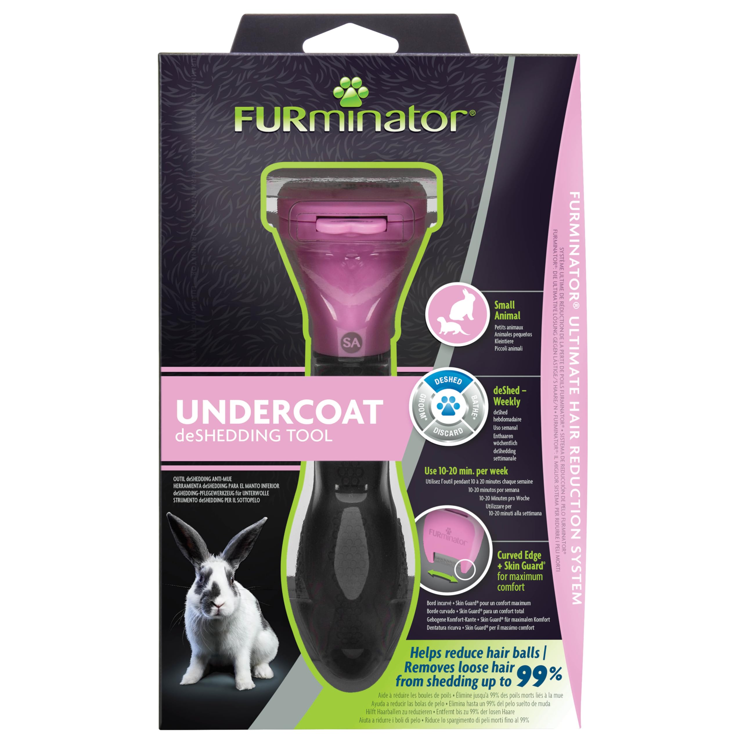 FURminator deShedding-Tool Kleintier - Kleintierbürste für Kaninchen, Nager & Co. zur Entfernung der Unterwolle - Verbessertes Design