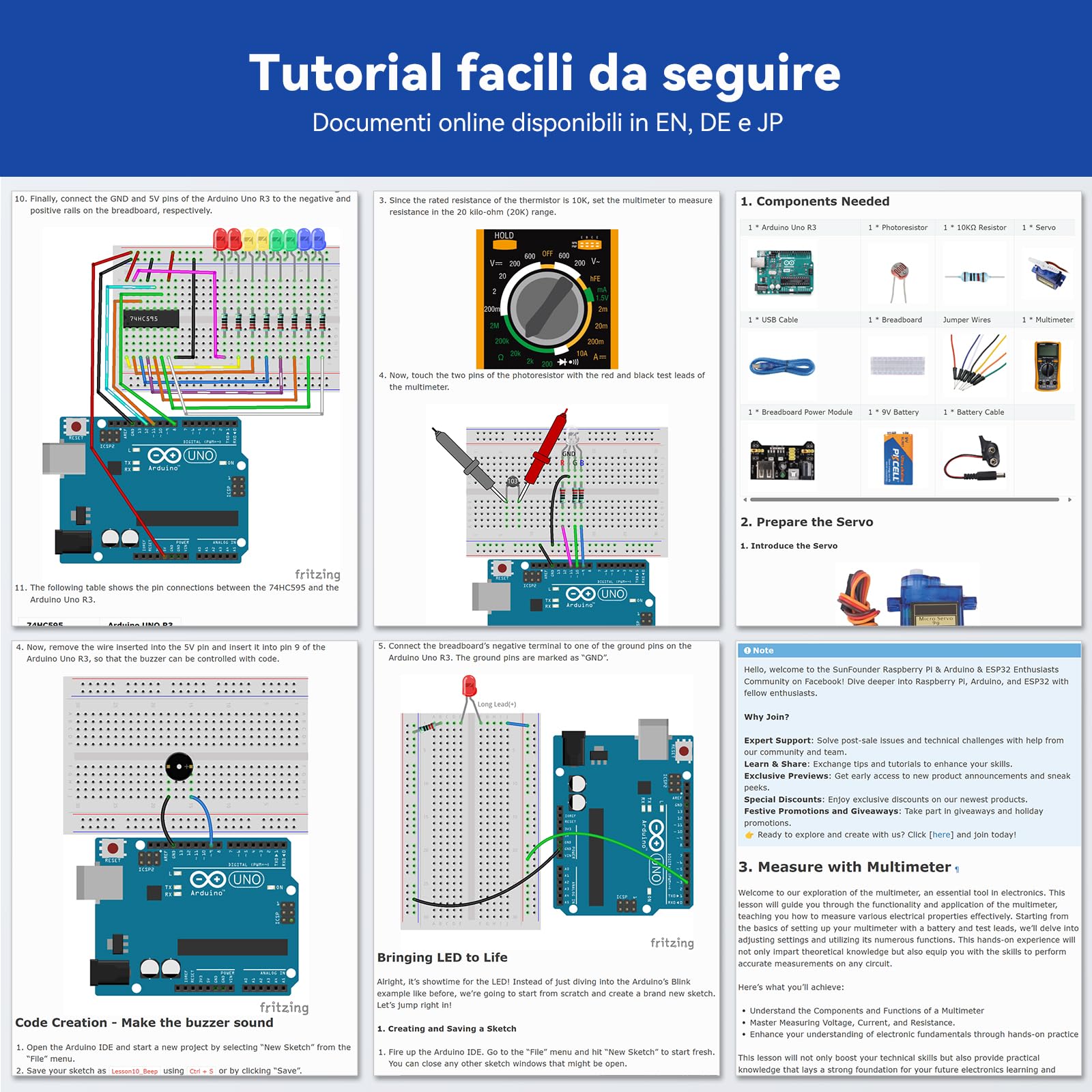 SunFounder Inventor Lab Starter Kit con Arduino Uno R3 REV3 Scheda Multimetro Base per Avanzare 34 Progetti RAB Supporto Breadboard HCSR-04 Sensore 1602 LCD Servomotore