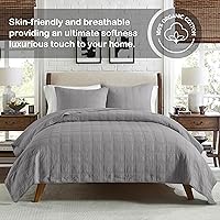 Vista 42 de HORIMOTE HOME Juego de edredón 100% algodón tamaño individual, juego de colcha prelavada de 2 piezas, color azul bebé, funda de cama acogedora