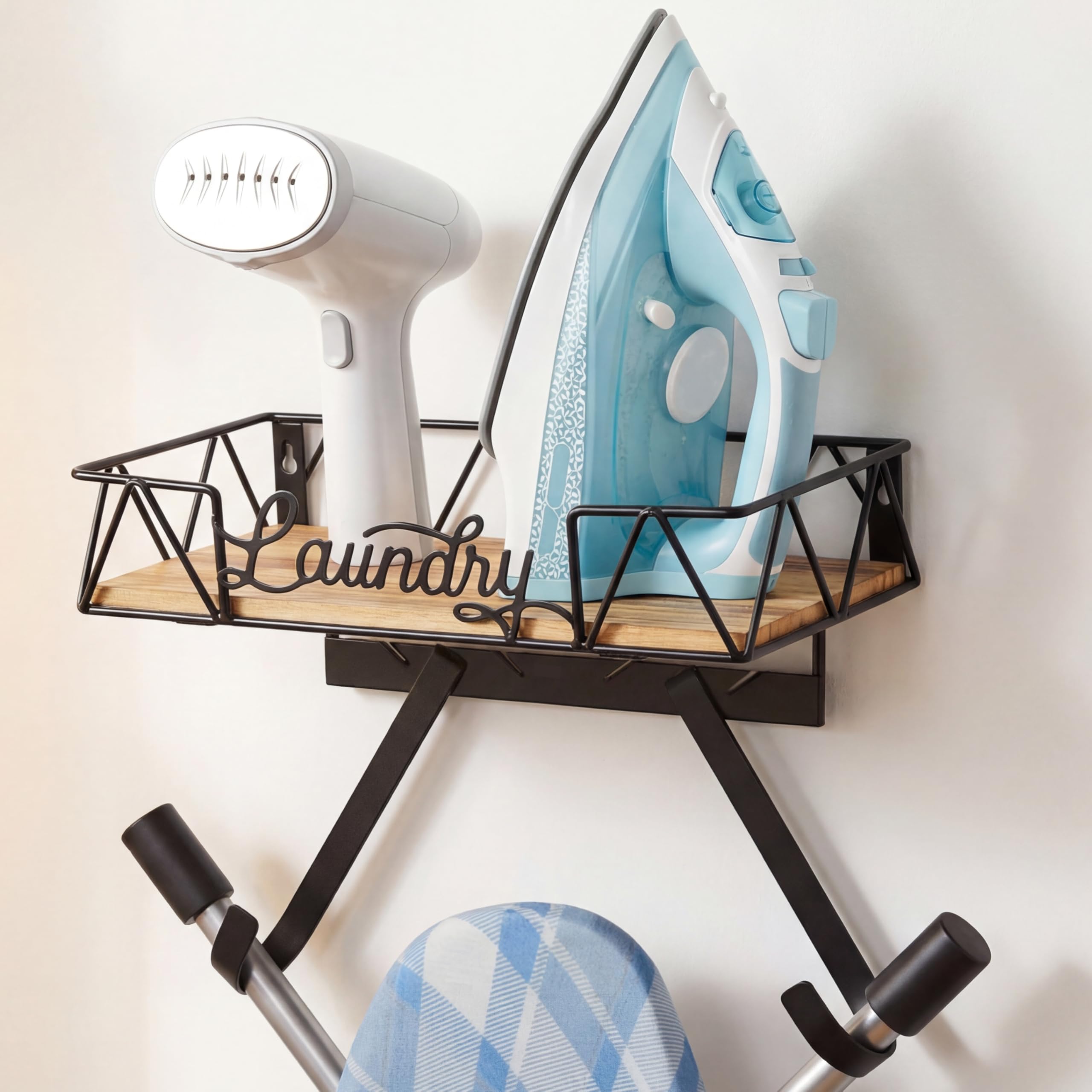 PERFNIQUE Ironing Board Holder Wall Mount, Ironing Board Hanger, Iron Board Wall Mount(T&V Shaped), Iron Storage, Laundry Room Organization&Farmhouse Laundry Room Decor