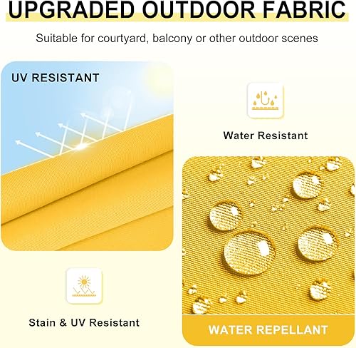 Miniatura 3 de downluxe - Cojín para asiento, redondo, impermeable, para exteriores e interiores, para patio o jardín, 43 x 41 x 5 cm, amarillo, paquete de 4