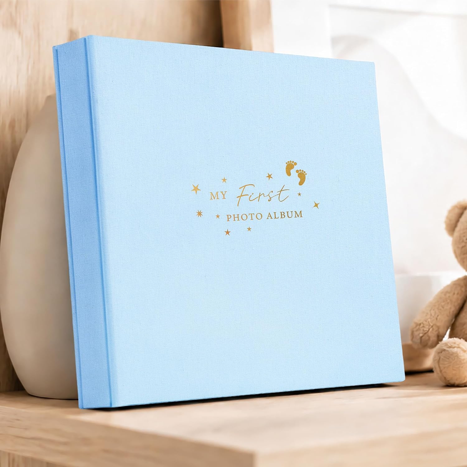 Holoary Baby Photo Album 4x6 500 Photos, 500 Pockets 4x6 Picture Album, Linen Fabric Cover Picture Book for Photos, Baby Photo Albums Hot Stamping Cover(Blue)