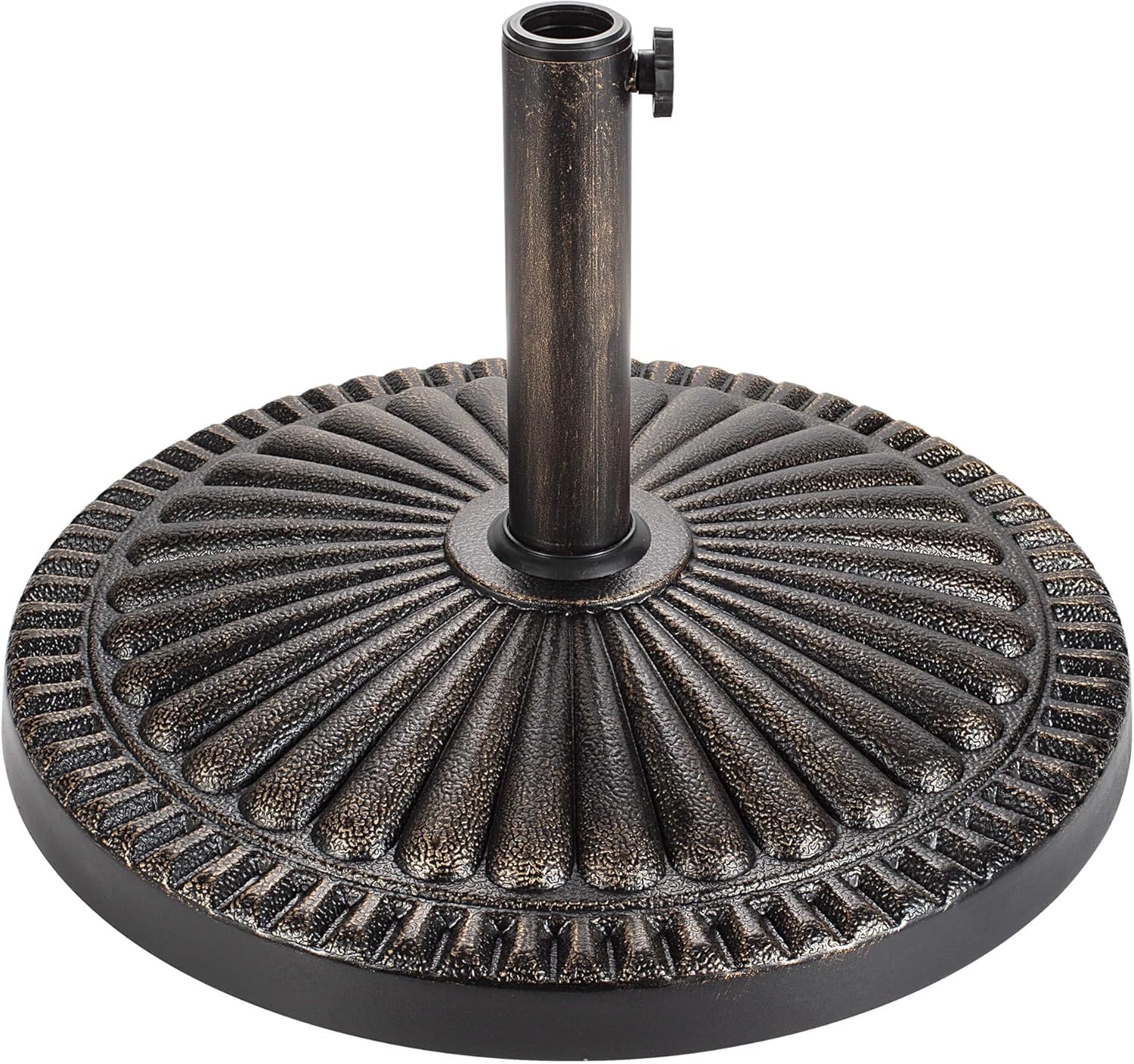 Patio Umbrella Stand - 40 lbs 20.8" Heavy Duty Outdoor Umbrella Base Stand, Market Umbrella Holder for Garden, Backyard, Pool, Beach, No Water or Sand Required, Round Bronze