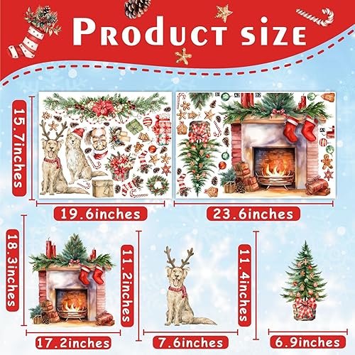 Miniatura 6 de Calcomanías de pared de Navidad, calcomanías de pared de Feliz Navidad, calcomanías para chimenea, calcomanías de árbol de pino de Navidad para