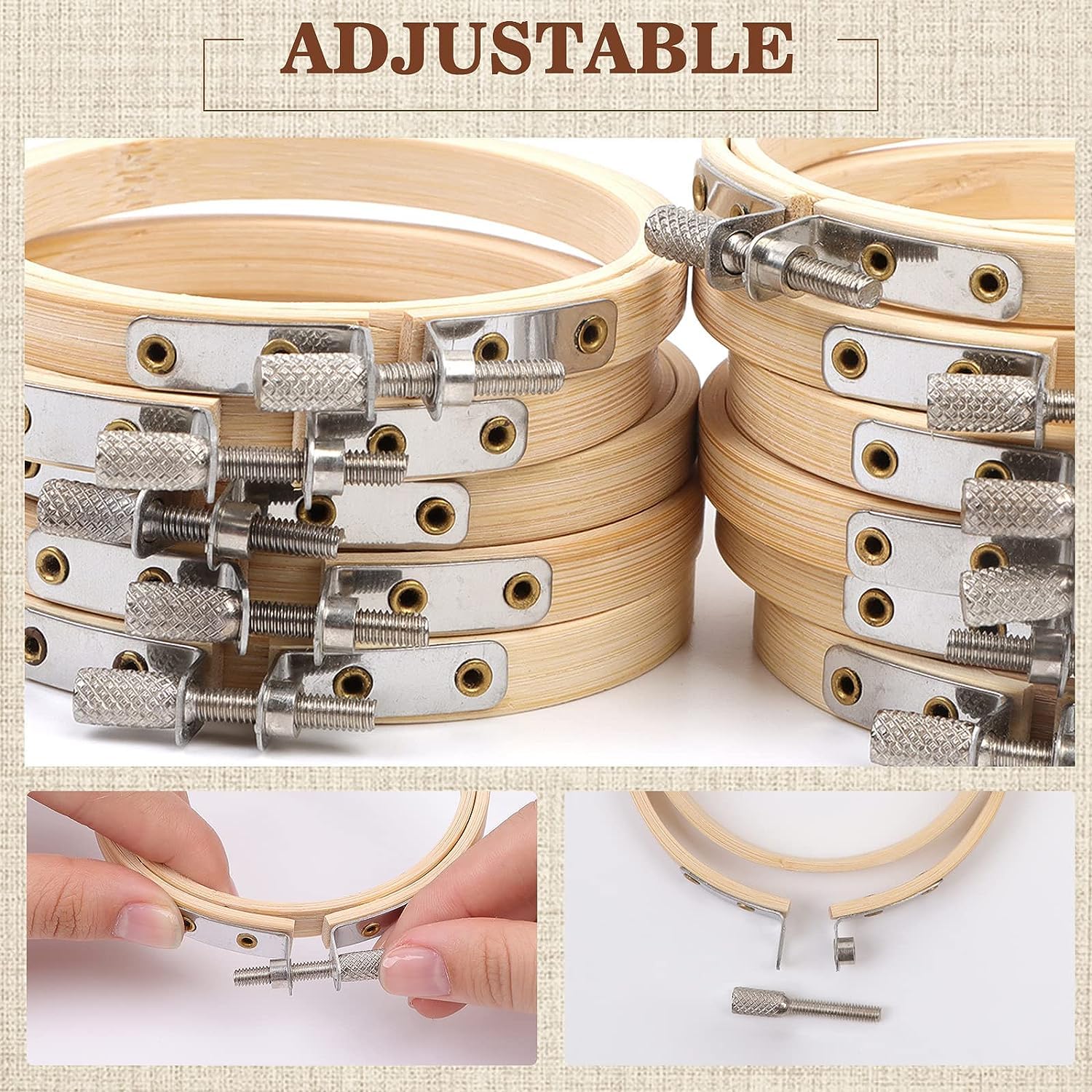 Cerceaux à Broder En Bambou – Lot De 6, Diamètre 15 Cm, Pour Broderie Point De Croix Et Travaux Manuels