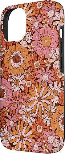 Miniatura 5 de Funda para iPhone 1212 Pro Retro Flowers Meadow Floral Groovy de los años 60, rosa, naranja y marrón