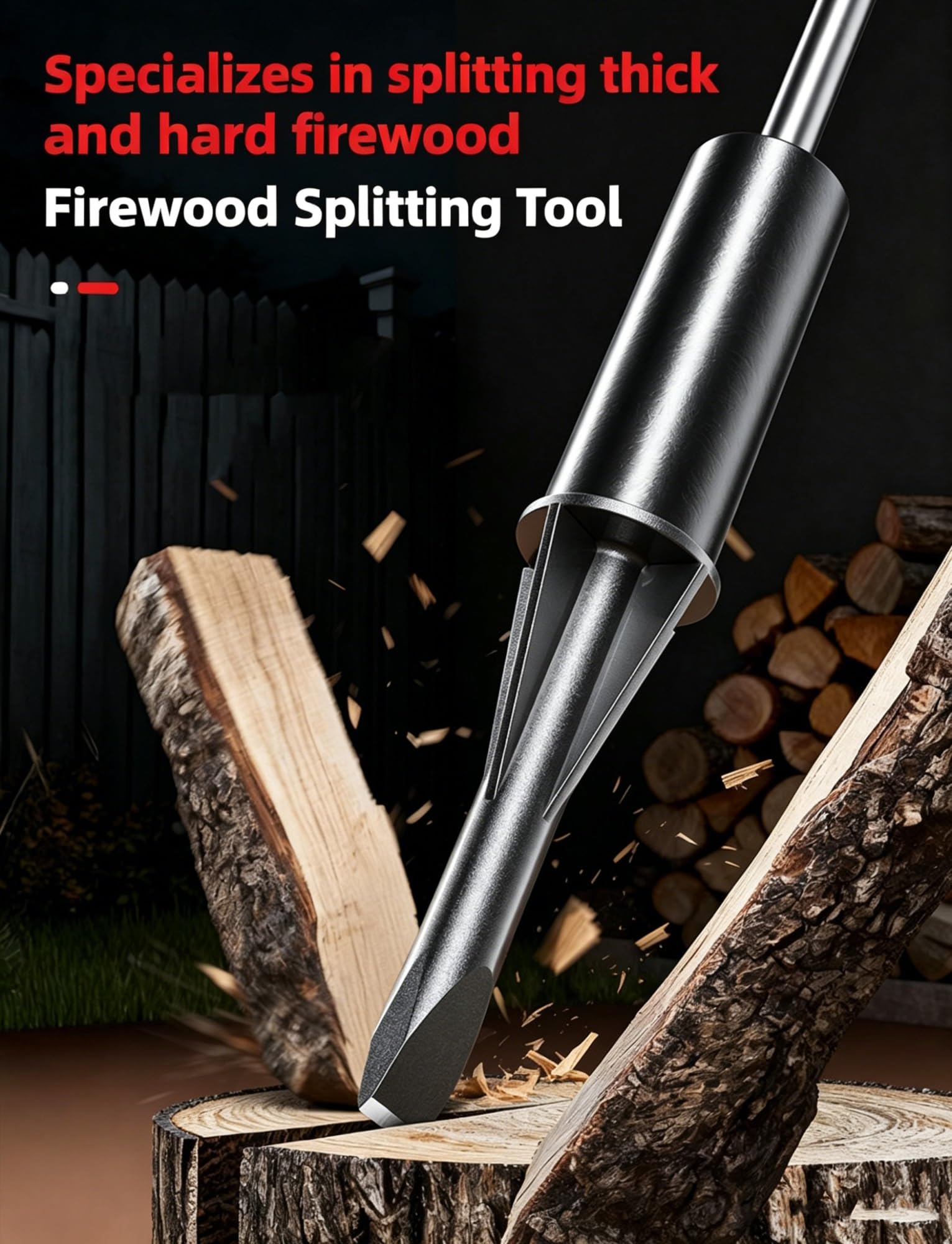 Fendeuse à bois manuelle portable robuste en acier au manganèse pour bois de chauffage, camping et utilisation en extérieur, coupe efficace pour la cheminée et la préparation du bois de chauffage