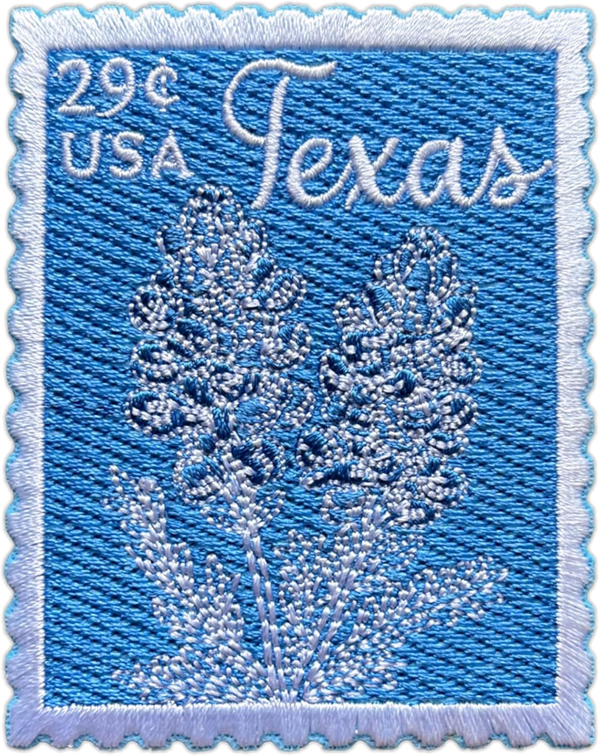Texas Flower State Patch for Backpacks Hats Jeans Bags, Size 3" Iron On or Sew On Patches, USA Souvenir Embroidery Patches Appliques for Clothes, Vintage Stamp Postage Patch for Travel Lovers