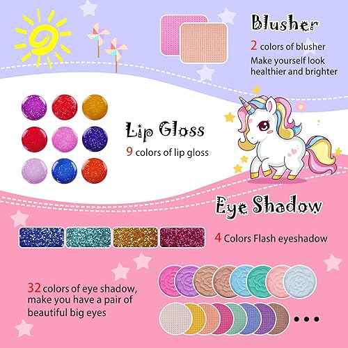 Miniatura 2 de Kit de maquillaje para niños para niñas, cosméticos lavables reales para niñas de 3 años, regalos de cumpleaños, juguetes de simulación para niñas