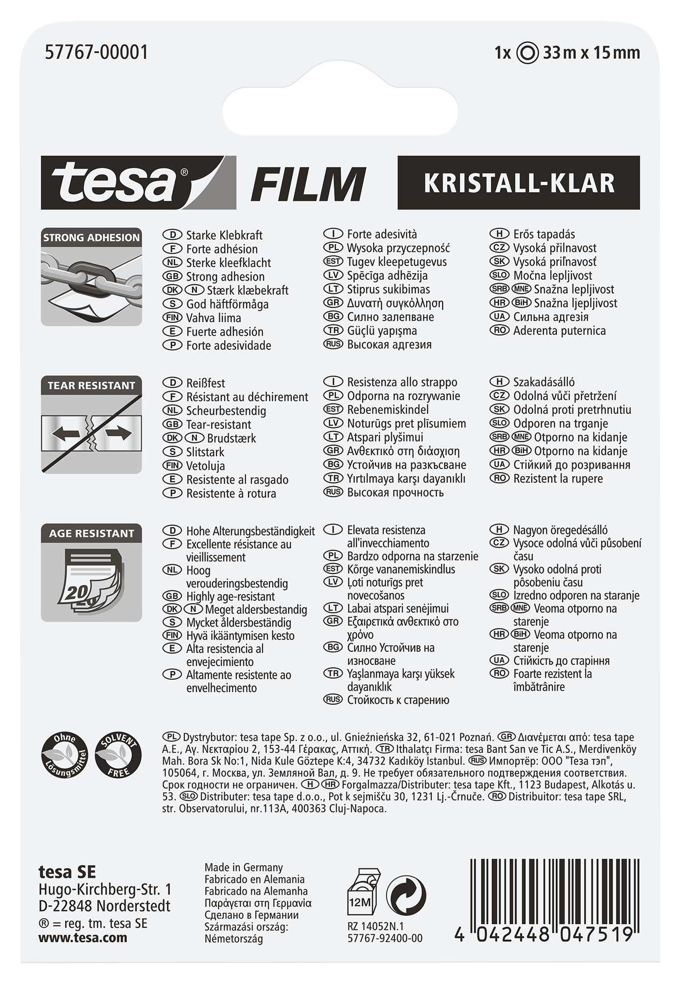 tesa Tesafilm Crystal Clear - Highly Transparent, Age-Resistant Tape with Strong Adhesion - 33 m x 15 mm, Small - Image 2