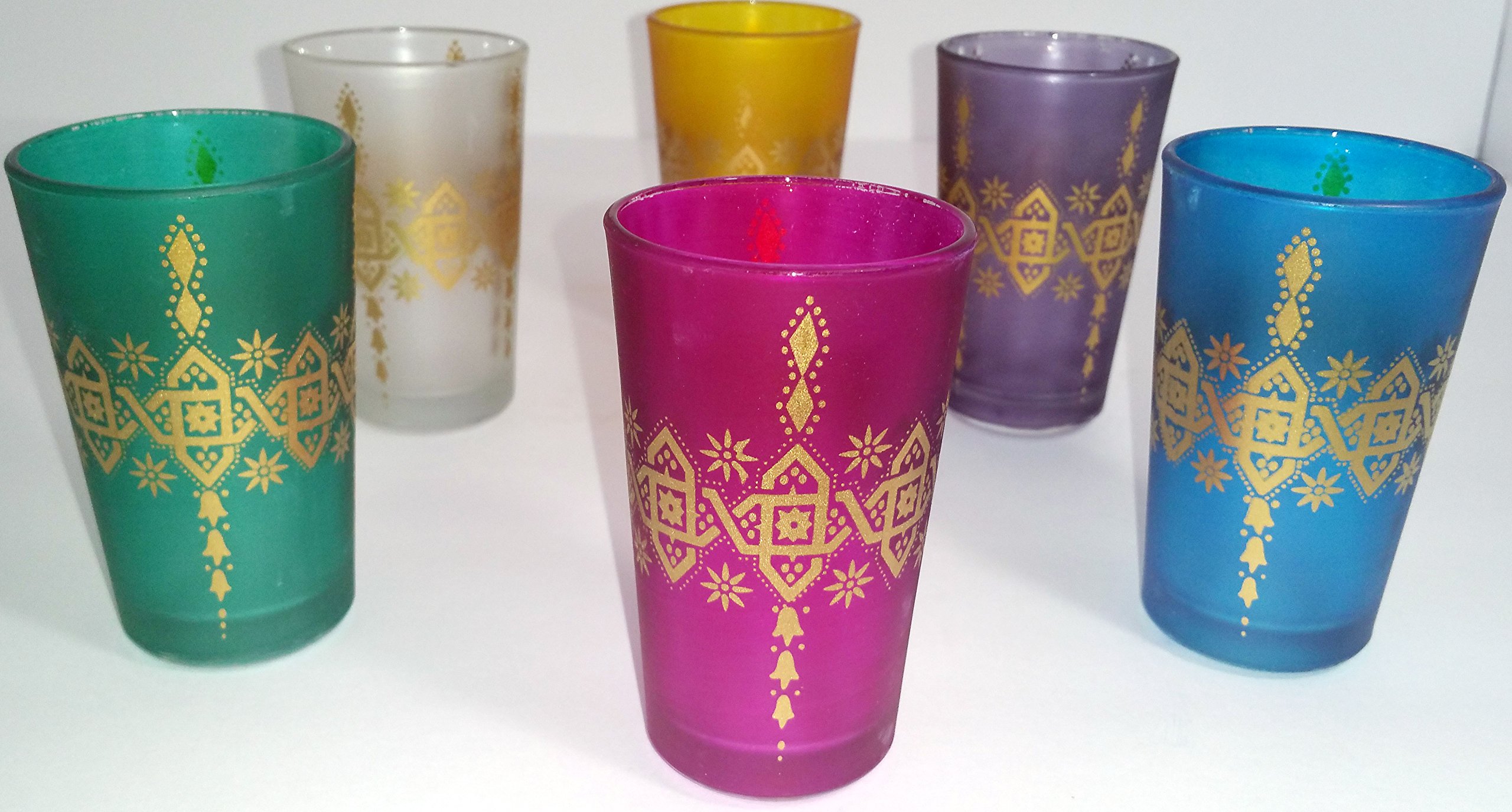 6 Moroccan Turkish Middle East Tea Glass Glasses Serving Tea Pot tumbler Candle cup shot