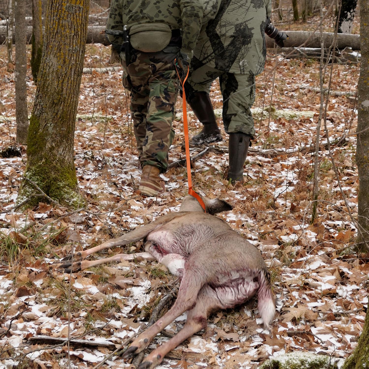 XIHIRCD Deer Drag 3 Piezas Naranja Arnés para Tirar de Venado con Lazo de Autobloqueo y Mango de Fácil Agarre Cuerda de Arrastre Accesorios de Caza