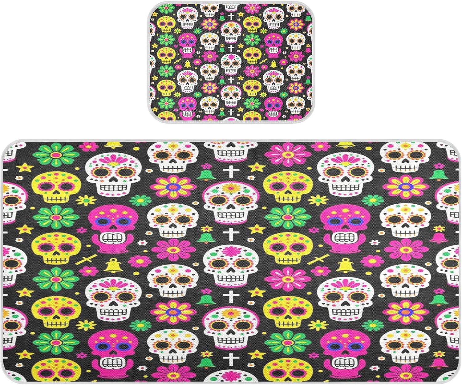Cooling Baby Mattress pad 28" x 52" Reusable Sugar Skulls Day of The Dead Mattress pad for Baby&Toddler