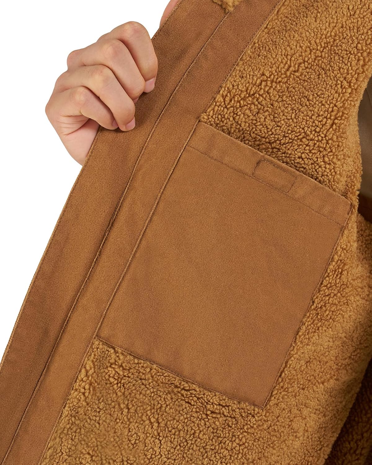 HISEA Men's Washed Duck Sherpa-Lined Vest, Mens Loose Fit Winter Insulated Canvas Workwear Mock-Neck Vest - Image 4