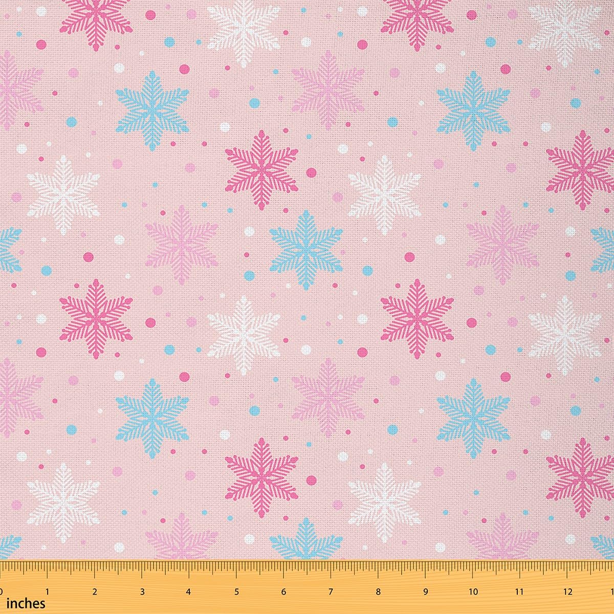 Tessuto per tappezzeria natalizia rosa, per sedie, motivo natalizio con fiocchi di neve, al metro, per bambini, ragazzi e ragazze, decorazione invernale impermeabile, tessuto per esterni, blu, bianco,