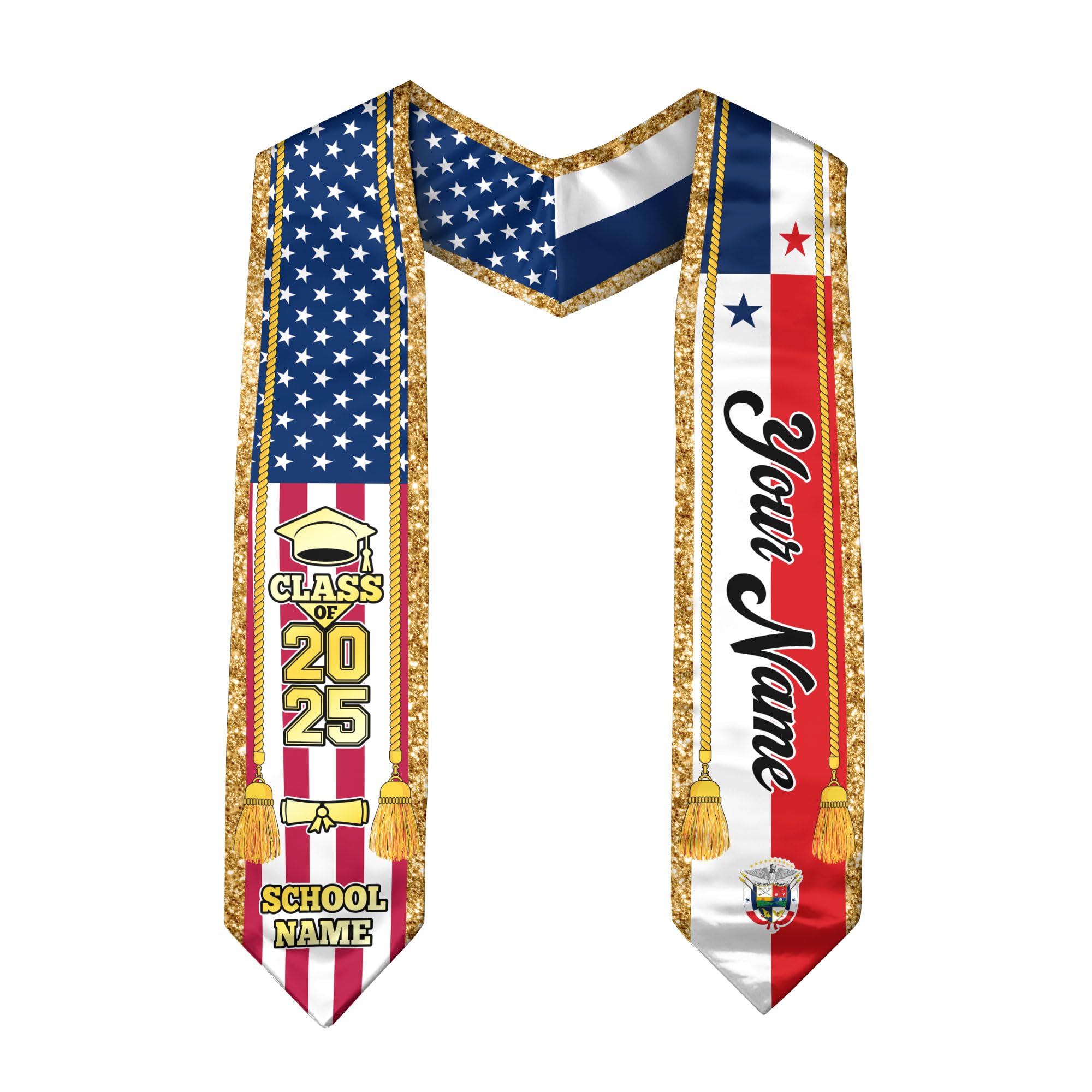 Panamanians Graduation Sash, Custom Panamanians American Flag Graduation Sash 2025, Panama Graduation Stole 1