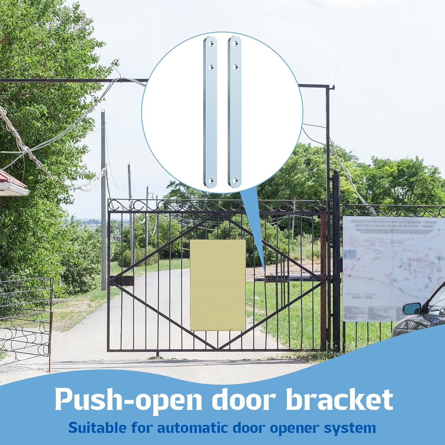 Gisafai 4 Pcs Push to Open Bracket Kit for Automatic Gate Opener Systems Push to Open Gate Bracket for Swing Gate Openers, Silver