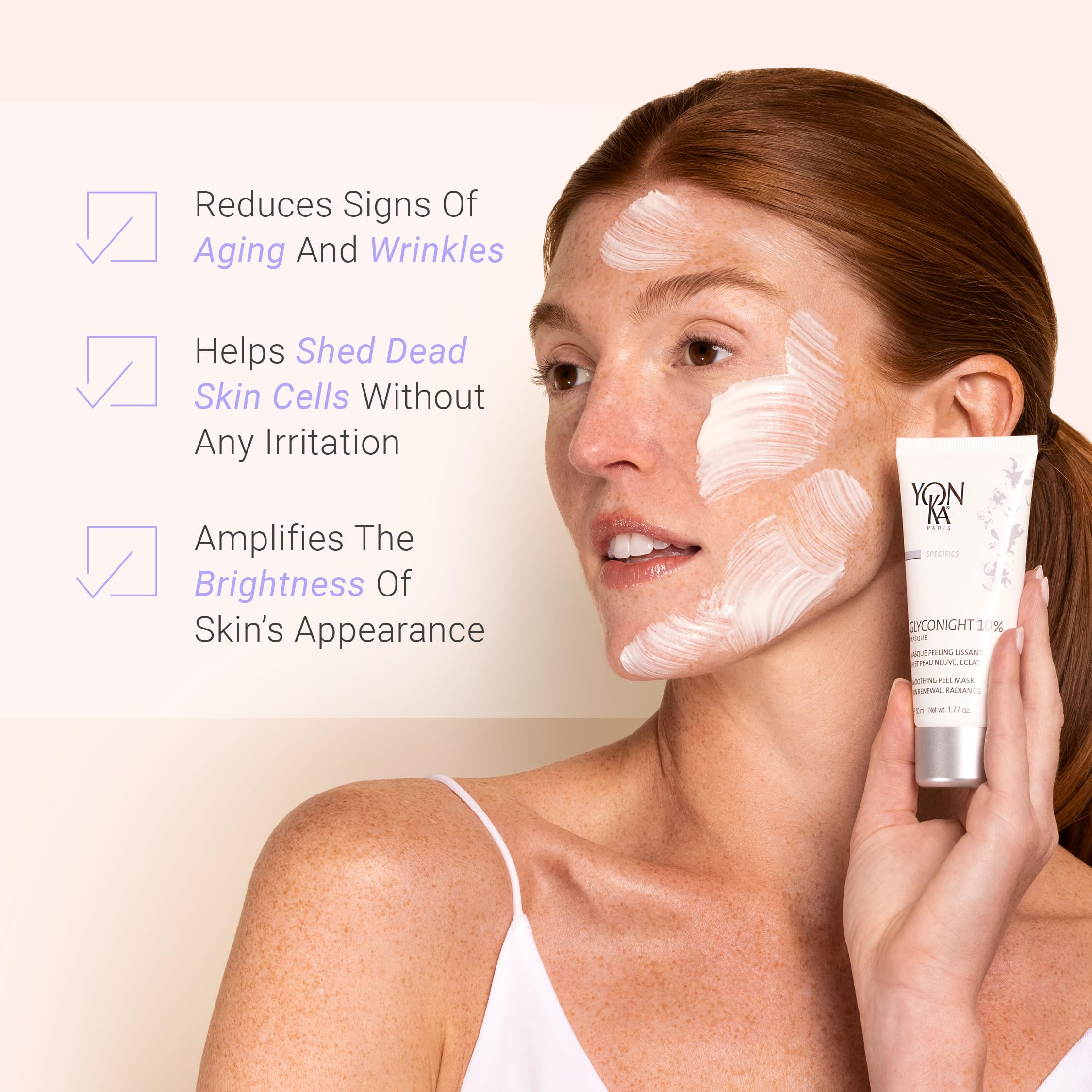 Yon-Ka Glyconight 10% Peel Masque Anti-Aging Face Mask, Skin Renewal for Wrinkles and Pore Reduction with Glycolic Acid