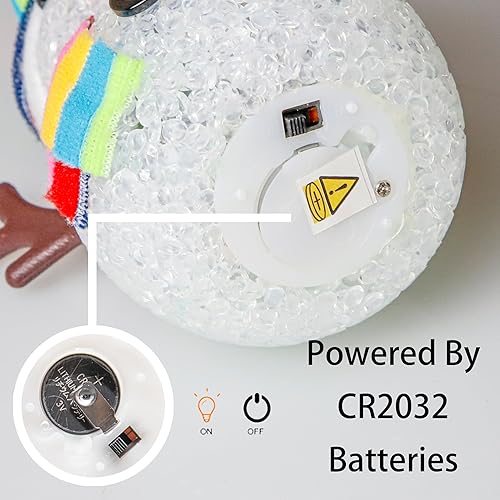 Miniatura 6 de YAKii Adornos de Navidad de 18.5 cm, lámpara de muñecos de nieve LED con cambio de color con sombrero y bufanda coloridos, pieza central de Mano