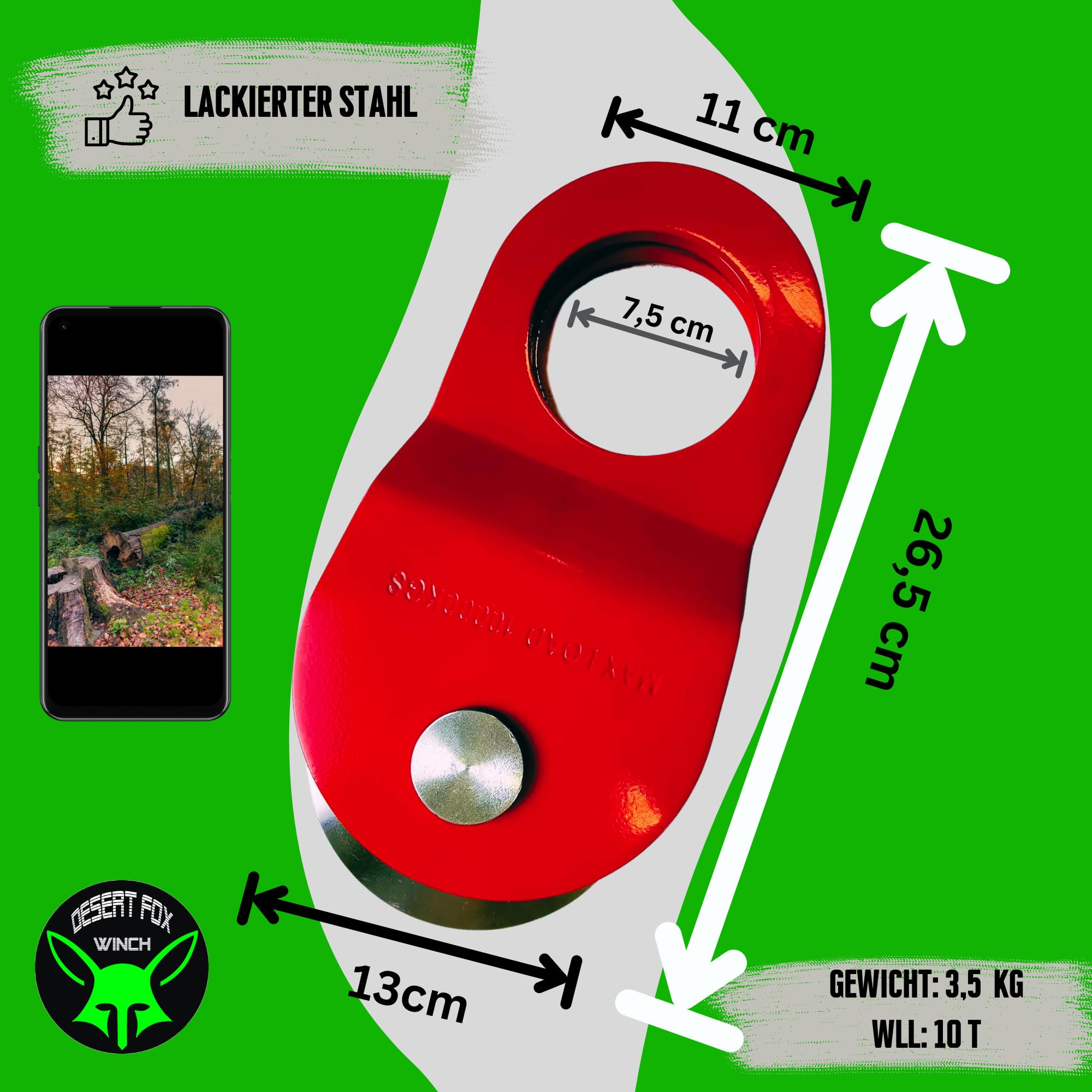 Puleggia Per Argano Da 10 Tonnellate - Per Corda In Acciaio O Plastica Fino A 15mm - Foto 8