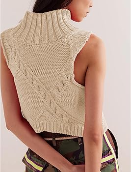 Hixiaohe Turtleneck Crochet Sweater Vest Fall Fashion Knit Hixiaohe Turtleneck Crochet Sweater Vest Fall Fashion Knit