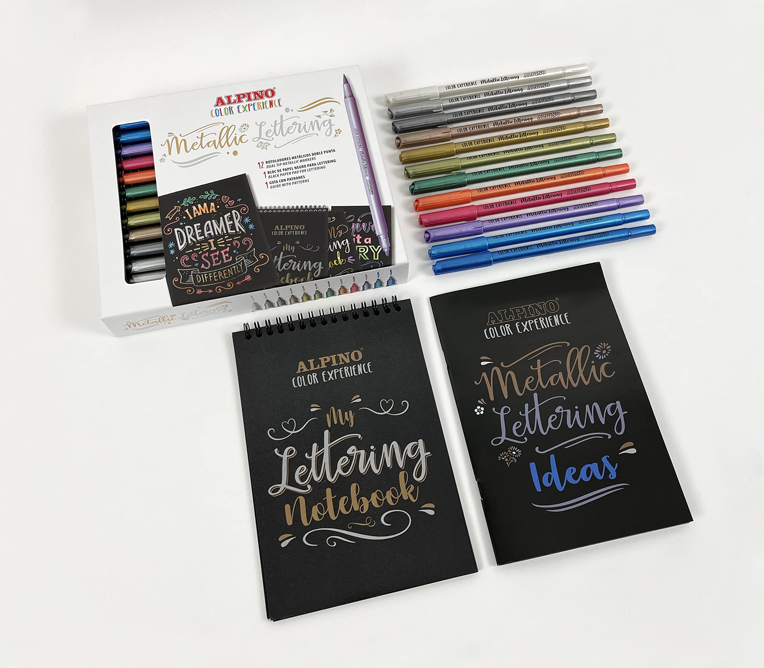 Alpino Color Experience – Pack Initiation Au Lettering – Guide Et Marqueurs Inclus – Kit Créatif Pour Débutants