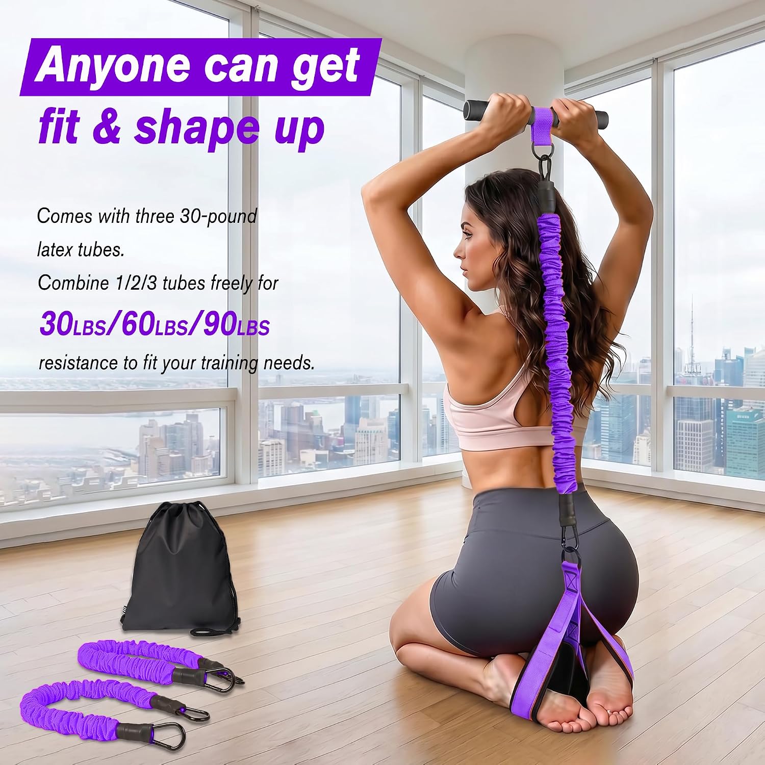 Pedal Resistance Band with Handle,Adjustable Resistance for Fitness image 2
