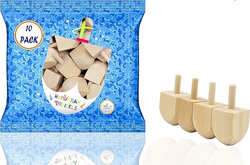Miniatura 7 de The Dreidel Company Dreidels de madera de Hanukkah, diseña tu propio juego, Dreidel de madera natural sin terminar de 1.5 pulgadas (paquete de 30)