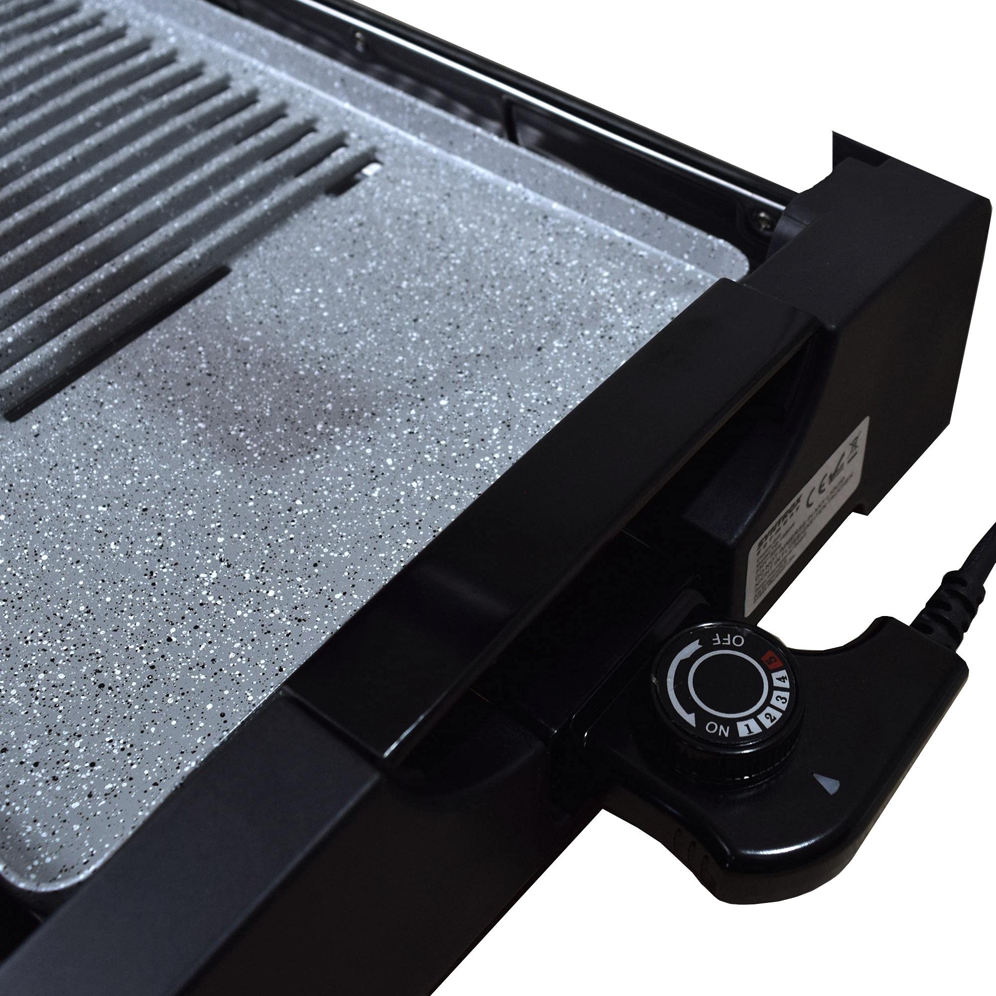Syntrox Germany elektrischer Tischgrill mit Keramik Grillplatte und Glasdeckel BBQ Grill Elektrogrill Barbecue TG-2200W