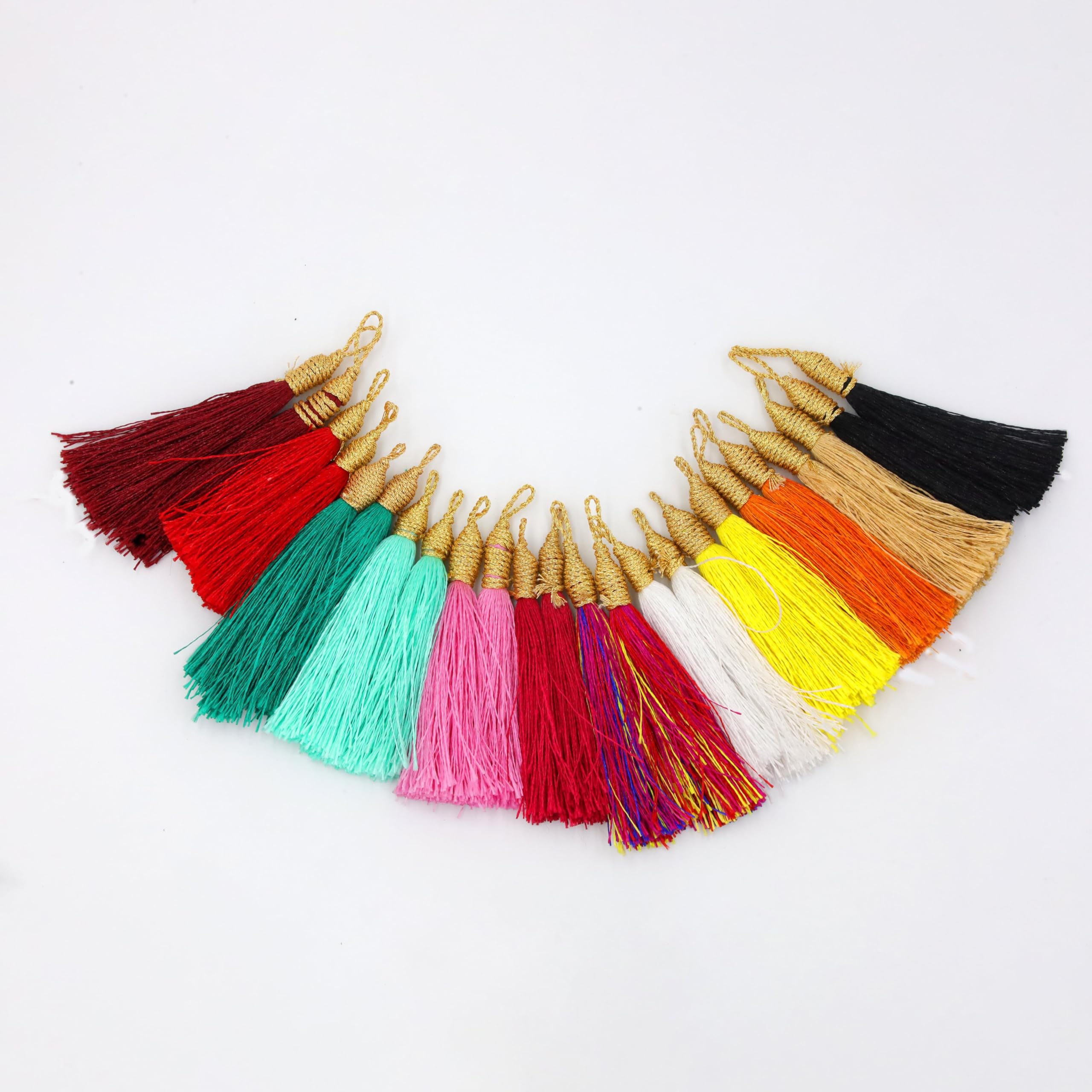 Pack of 12 Colorful Tassels, 11 Shades for Jewellery, Keychains, Sarees, Dresses, Home Decor, Accessories, Crafting 3