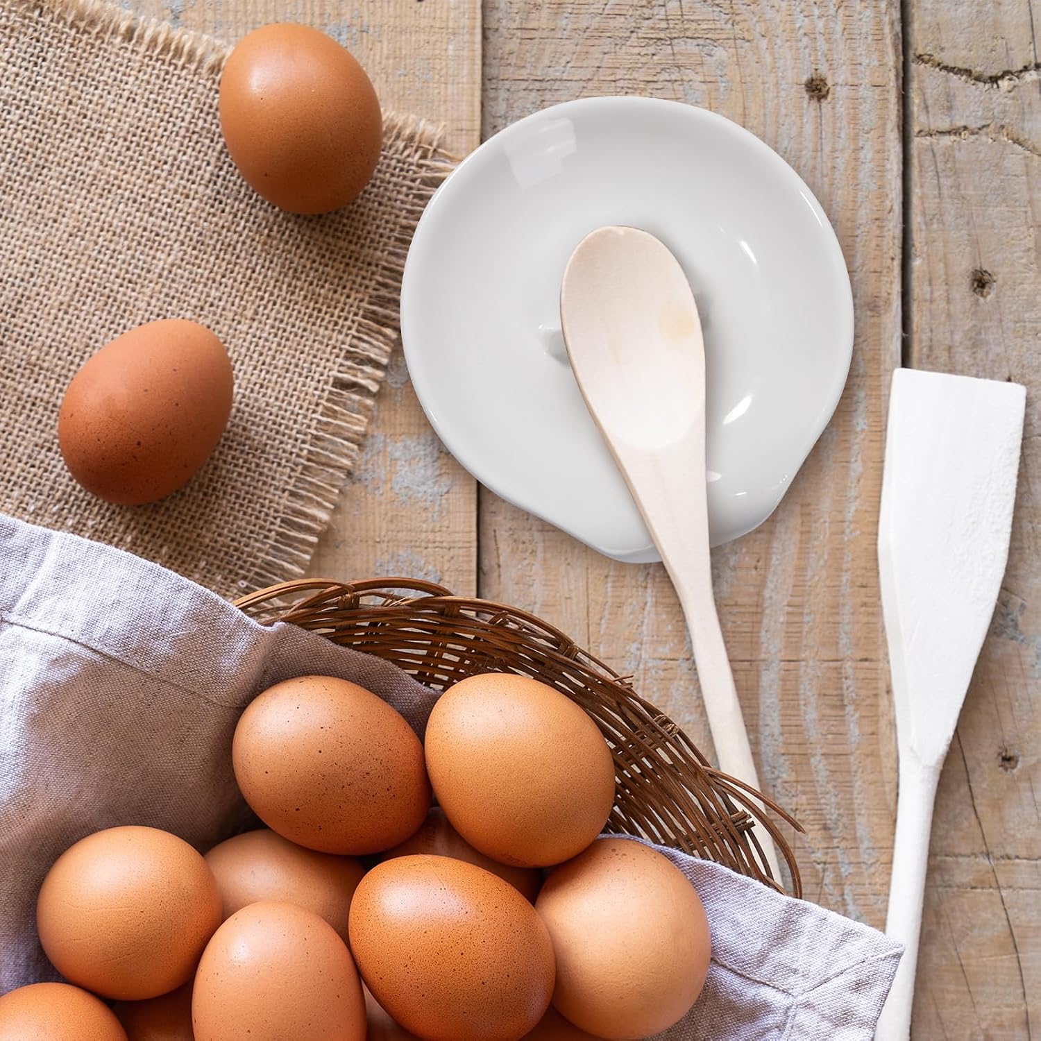 Egg Cracker Spoon Holder,Ceramic Spoon Rest for Kitchen