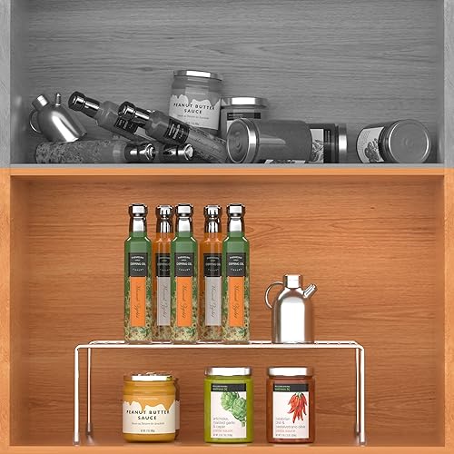 Miniatura 6 de iPEGTOP Estante organizador grande (15.7 x 9.4 pulgadas) para armario de cocina y congelador, juego de 4 estantes de alambre de metal inoxidables,