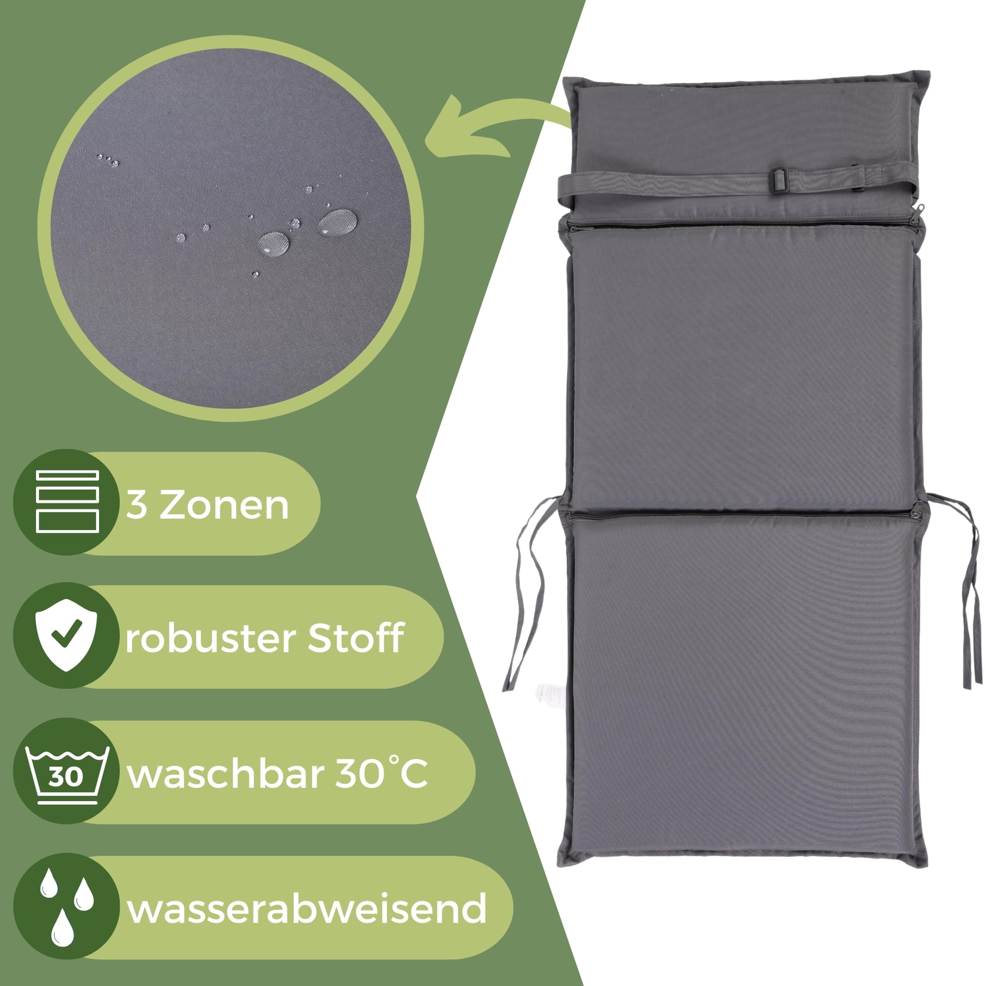 ALBATROS Gartenstuhl Sitzauflage 4er Set Gartenstuhlauflagen Sitzpolster Sitzkissen Outdoor Anthrazit 99x45cm, Hochlehner Auflage UV Beständig wasserabweisend geeignet für Klappstühle