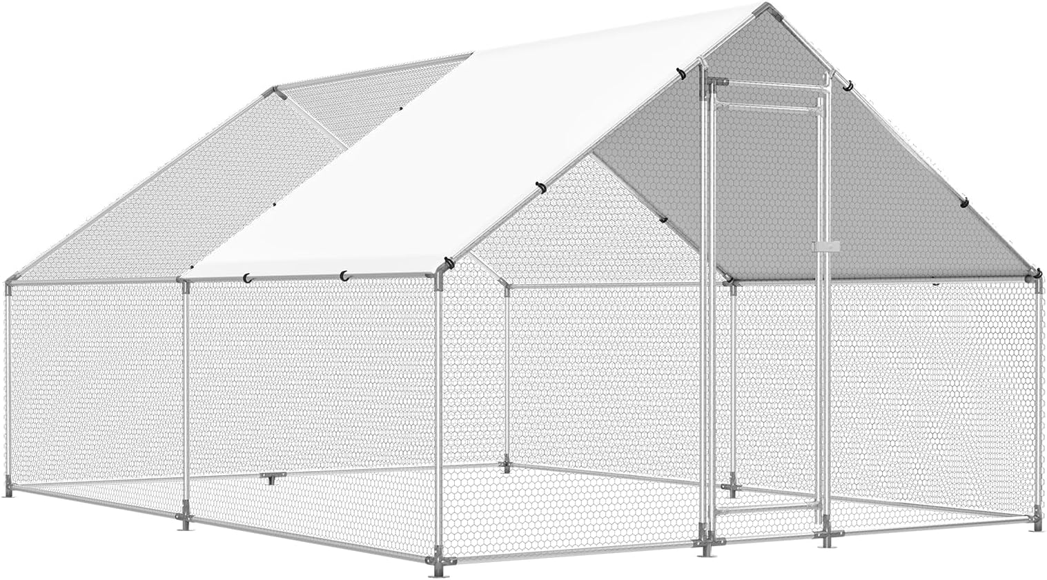 HEYTOWN Large Metal Chicken Coop Chicken Pen with Water-Resident and Anti-UV Cover Walk-in Poultry Cage Chicken Runs for Yard with Cover Duck Rabbit Dog House Outdoor
