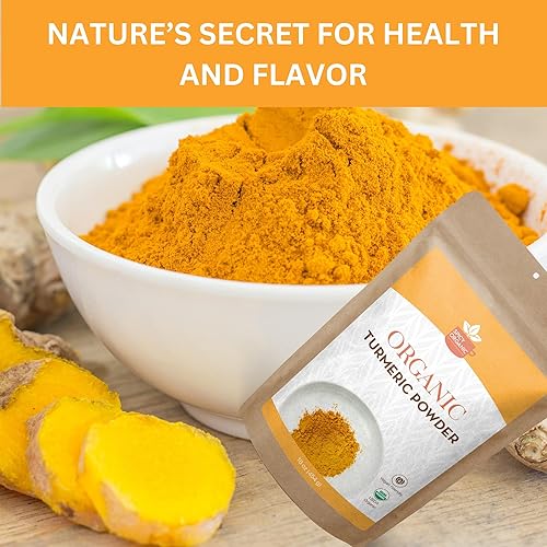 Miniatura 6 de SPICY ORGANIC Polvo de raíz de cúrcuma  Orgánico certificado por USDA  Polvo de curcumina de cúrcuma sin OMG 4 onzas