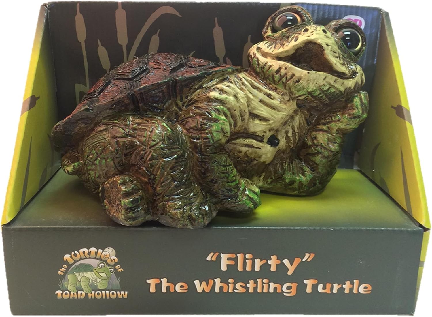 Toad Hollow "Flirty The Whistling Turtle Motion Activated Lying 12" L Statue (Green)