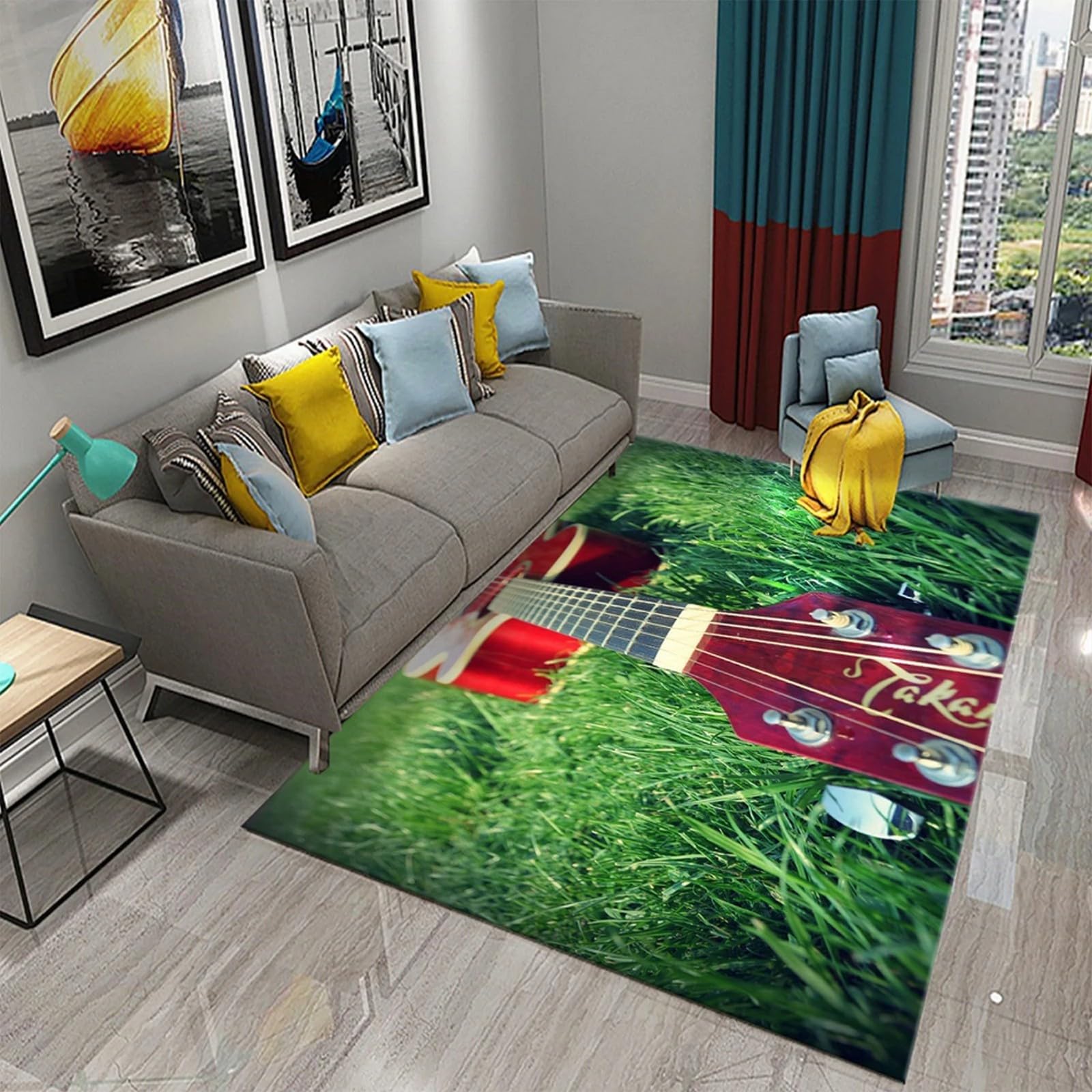 Tapis guitare flanelle douce pour réchauffer un sol froid de chambre