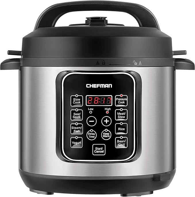Chefman 6 Quart Electric Multicooker, 9in1 Programmable Pressure