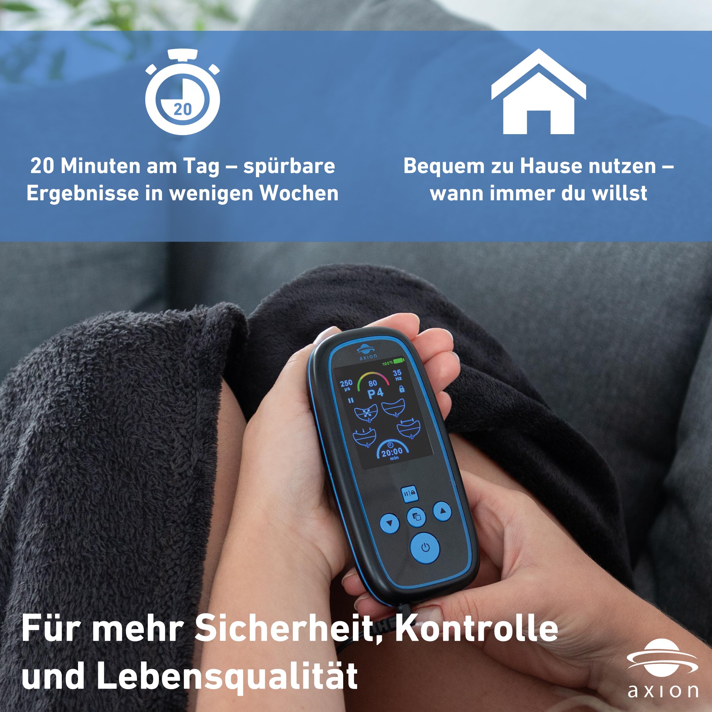 axion® Stim-Pro I-3000 Beckenbodentrainer für Mann mit Analsonde gegen Inkontinenz I 4 EMS Programme, 80 Intensitätsstufen, USB-C Akku, Timer & Speicher I Zertifiziertes Medizinprodukt nach MDR