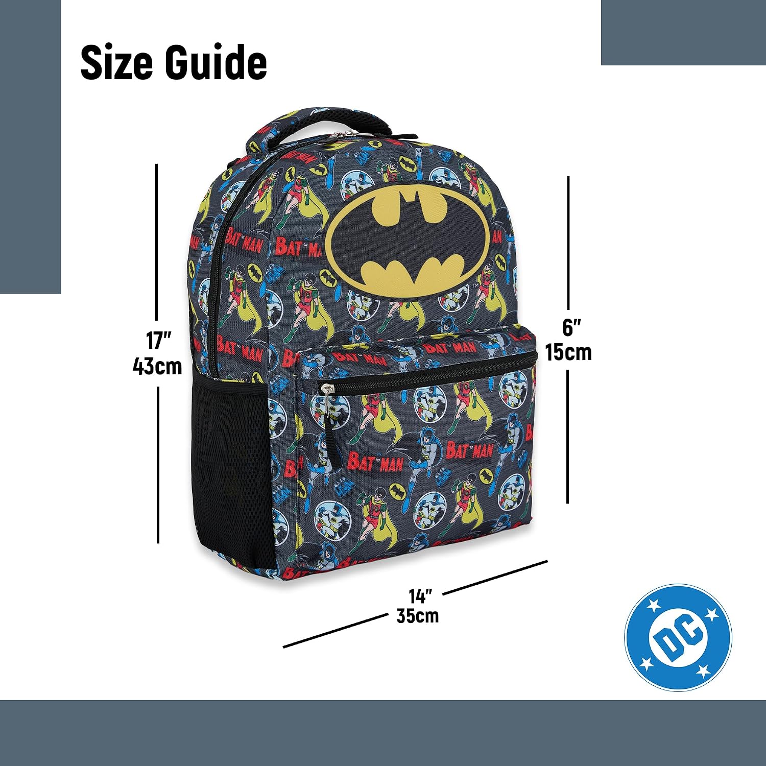 DC Comics Kids Batman Backpack - Batman, Superman, The Joker Superhero Bookbag for Boys Girls Toddlers and Adults - Laptop and Lunchbox Compatible School Bag (Batman Black) image 4