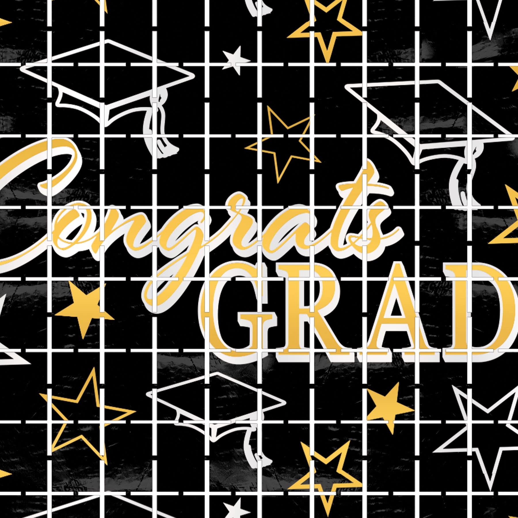 Beistle 56029 Felicidades Grad - Cortina de plástico metálico con Flecos Cuadrados para decoración de Fiesta de graduación, Negro/Dorado/Plateado