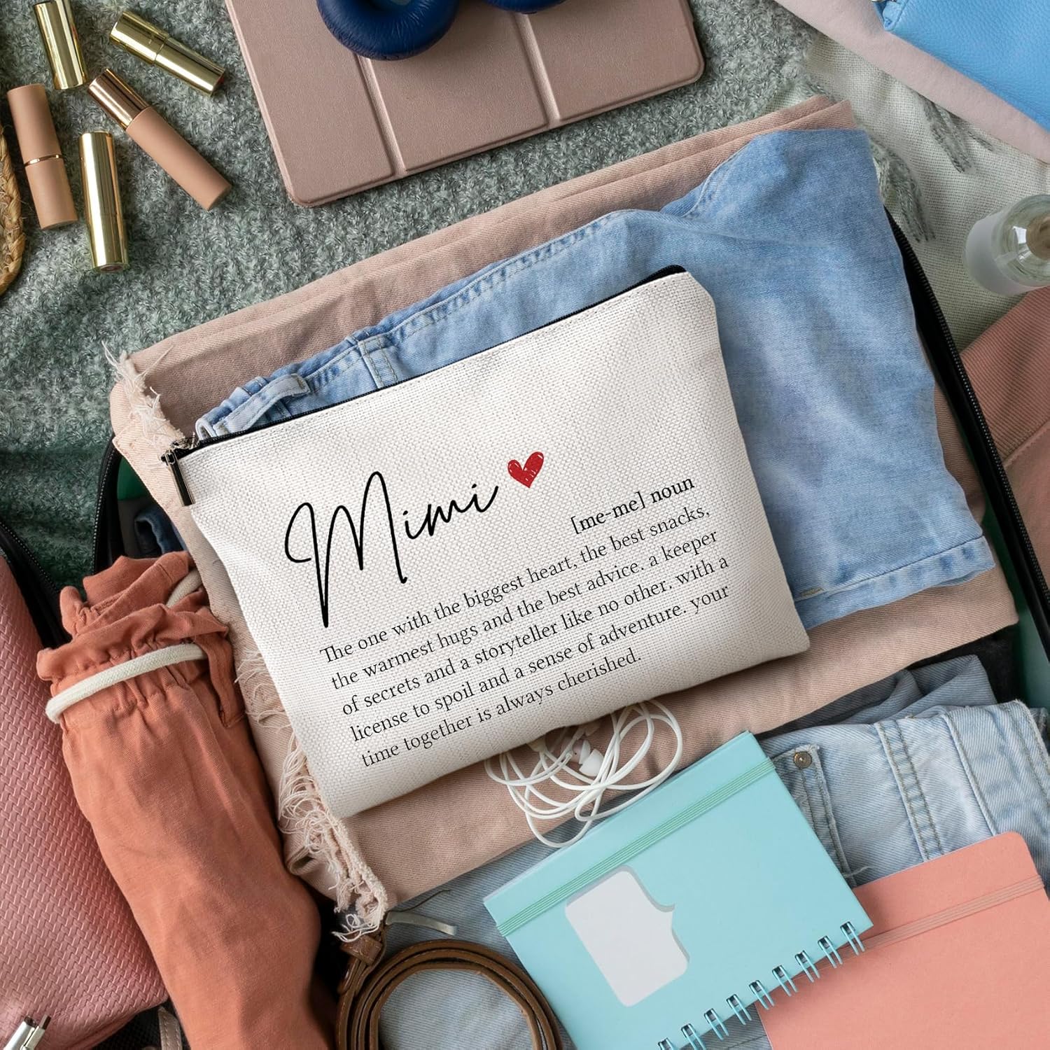 DILSJ Mimi Gifts Makeup Bag, Mimi Gifts For Christmas From Grandkids Cosmetic Bags For Women, Best Grandma Gift From Granddaughters Grandsons Zipper Makeup Pouch Travel Organizer Toiletry Bag - Image 5